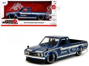 1972 Datsun 620 Pickup Truck Blue Metallic and Cream JDM Tuners Series