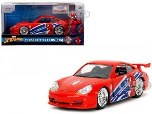 Porsche 911 GT3 RS (996) Red with Graphics Marvels Spider-Man