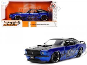 1970 Ford Mustang Boss 429 Black and Blue Metallic with Flames Bigtime Muscle Series