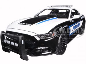 2015 Ford Mustang GT 5.0 Police Car Black and White with Blue Stripes