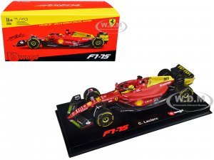 Ferrari F1-75 #16 Charles Leclerc Giallo Modena 2nd Place Formula One F1 Italian GP (2022) Formula Racing Series with Display Case