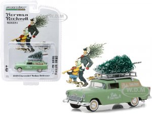 1955 Chevrolet Sedan Delivery Light Green Bobs Tree Farm with a Christmas Tree Norman Rockwell Delivery Vehicles Series 1