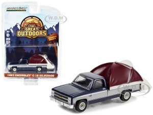 1982 Chevrolet C-10 Silverado Pickup Truck Blue and Silver with Modern Truck Bed Tent The Great Outdoors Series 2