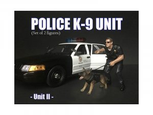 Police Officer Figure with K9 Dog Unit II for  Scale Models by American Diorama