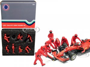 Formula One F1 Pit Crew 7 Figurine Set Team Red for  Scale Models by American Diorama