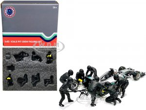 Formula One F1 Pit Crew 7 Figurine Set Team Black Release II for  Scale Models by American Diorama