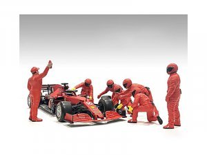 Formula One F1 Pit Crew 7 Figure Set Team Red Release III for  Scale Models by American Diorama