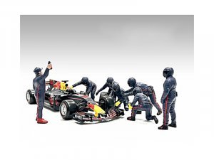 Formula One F1 Pit Crew 7 Figure Set Team Blue Release III for  Scale Models by American Diorama