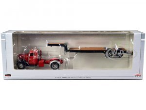 International KB-8 Truck with Lowboy Trailer Red and Black 1 50
