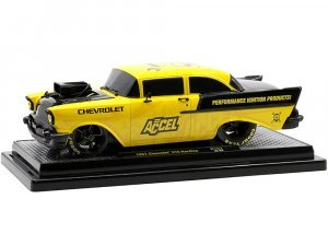 1957 Chevrolet 210 Hardtop Yellow and Black with Graphics Accel