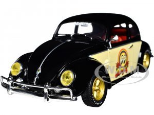 1952 Volkswagen Beetle Deluxe Model Black with Cream Sides and Red Interior MoonEyes