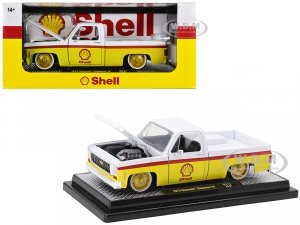 1973 Chevrolet Cheyenne 10 Pickup Truck White and Yellow with Red Stripes Shell Oil