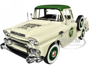 1958 GMC Stepside Pickup Truck Light Beige with Green Top Quaker State