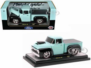 1956 Ford F-100 Pickup Truck Light Blue and Black