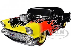 1957 Chevrolet 150 Sedan Black with Flames Graphics