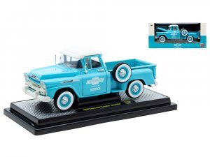 1958 Chevrolet Apache Stepside Pickup Truck Chevrolet Service Light Blue with White Top