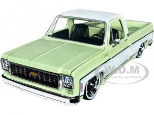 1973 Chevrolet Cheyenne 10 Pickup Truck Light Olive Green and Bright White