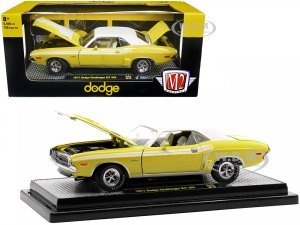 1971 Dodge Challenger R/T 383 Banana Yellow with White Stripes and Vinyl White Top