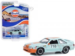 1989 Ford Mustang GT #718 Light Blue with Orange Stripe Gulf Oil Special Edition Series 1
