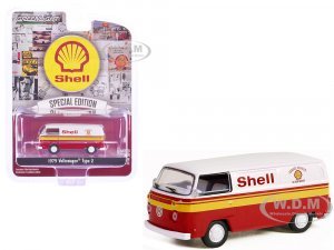 1979 Volkswagen Type 2 Panel Van White and Red with Yellow Stripes Shell Oil Shell Oil Special Edition Series 2