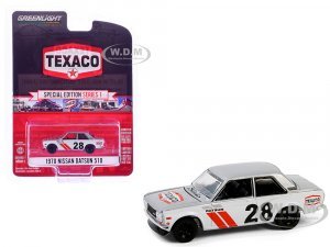 1970 Nissan Datsun 510 #28 Texaco Silver Metallic and White with Red Stripes Texaco Special Edition Series 1