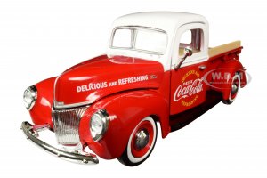 1940 Ford Pickup Truck Coca-Cola Red and White with Coca-Cola Cooler Accessory