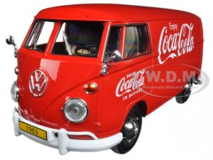1963 Volkswagen Type 2 (T1) Coca-Cola Cargo Van with Delivery Driver Figurine Handcart and Two Bottle Cases
