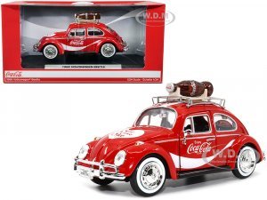 1966 Volkswagen Beetle Red Enjoy Coca-Cola with Roof Rack and Accessories