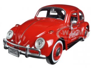 1966 Volkswagen Beetle with Rear Luggage Rack Red with Two Bottle Cases Coca-Cola