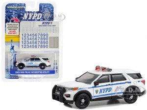 2020 Ford Police Interceptor Utility White New York City Police Dept (NYPD) with NYPD Squad Number Decal Sheet Hot Pursuit - Hobby Exclusive Series