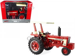 International Harvester 666 Hydro Tractor with Fender Radio and ROPS Red and Cream Case IH Agriculture Series 1/16