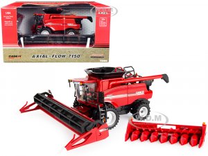 Case IH Axial-Flow 7150 Combine Red with Grain and Corn Heads Prestige Collection Series