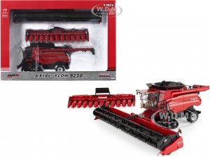 Case IH Axial Flow 9250 Combine Red with Corn Head and Draper Head Case IH Agriculture Series Prestige Collection