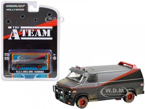 1983 GMC Vandura Van (B.A.s) Black and Silver with Red Stripe (Dirty Version) The A-Team (1983-1987) TV Series Hollywood Special Edition