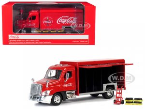 Beverage Delivery Truck Coca-Cola with Handcart and 4 Bottle Cases