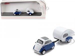 BMW Isetta Blue and White with Home Trailer (HO)