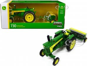 John Deere 730 Tractor Green with Grain Drill Prestige Collection 1 16