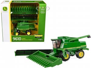 John Deere 9610 Combine with 12-Row Corn Head and Draper Grain Head Green Replica Play Series