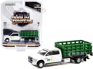 2018 RAM 3500 Dually Stake Truck Waste Management White and Green Dually Drivers Series 7