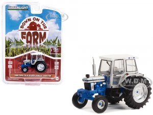 1989 Ford 7610 Silver Jubilee Tractor Silver and Blue with White Top Down on the Farm Series 7