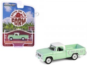 1964 Dodge D-200 Sweptline Pickup Truck Turf Green with White Top Down on the Farm Series 10