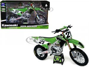 Kawasaki KX450SR Dirt Bike Motorcycle #21 Jason Anderson Green and Black Kawasaki Racing Team 1/6 Model by New Ray