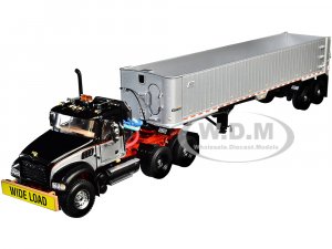 Mack Granite MP Tandem-Axle Day Cab with East Genesis End Dump Trailer Black and Silver