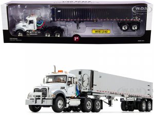 Mack Granite MP Tandem-Axle Day Cab with East Genesis End Dump Trailer White and Chrome