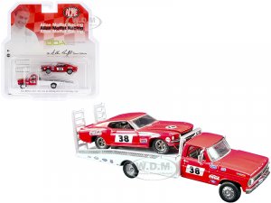 Ford F-350 Ramp Truck #38 Red and White with 1969 Ford Mustang Trans Am #38 Red Coca-Cola Allan Moffat Racing DDA Collectibles Series ACME Exclusive