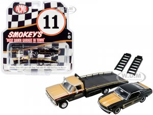 1970 Ford F-350 Ramp Truck and 1969 Ford Trans Am Mustang #11 Black and Gold Smokeys Yunick ACME Exclusive
