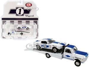 1967 Chevrolet C-30 Ramp Truck with 1970 Chevrolet Trans Am Camaro #1 White with Blue Stripes Chaparral Acme Exclusive