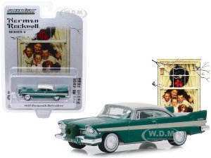 1957 Plymouth Belvedere with Wreath Accessory Green with Cream Top Norman Rockwell Series 2