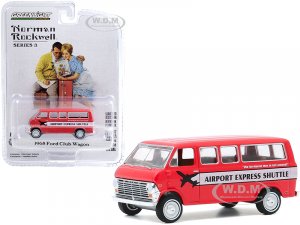 1968 Ford Club Wagon Airport Express Shuttle Red with White Stripe Norman Rockwell Series 3