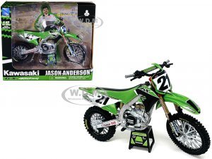 Kawasaki KX450SR Dirt Bike Motorcycle #21 Jason Anderson Green and Black Kawasaki Racing Team  Model by New Ray